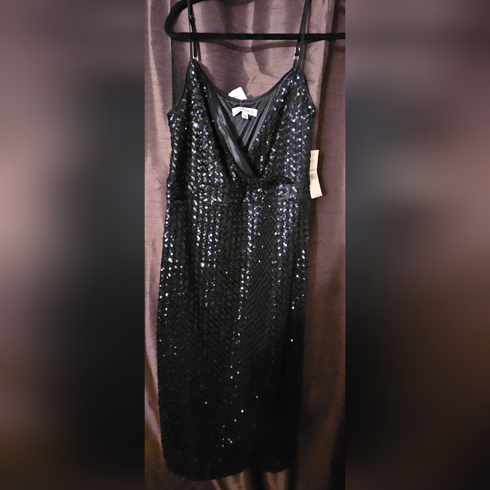 Nanette Lepore Black Sequin Midi Dress